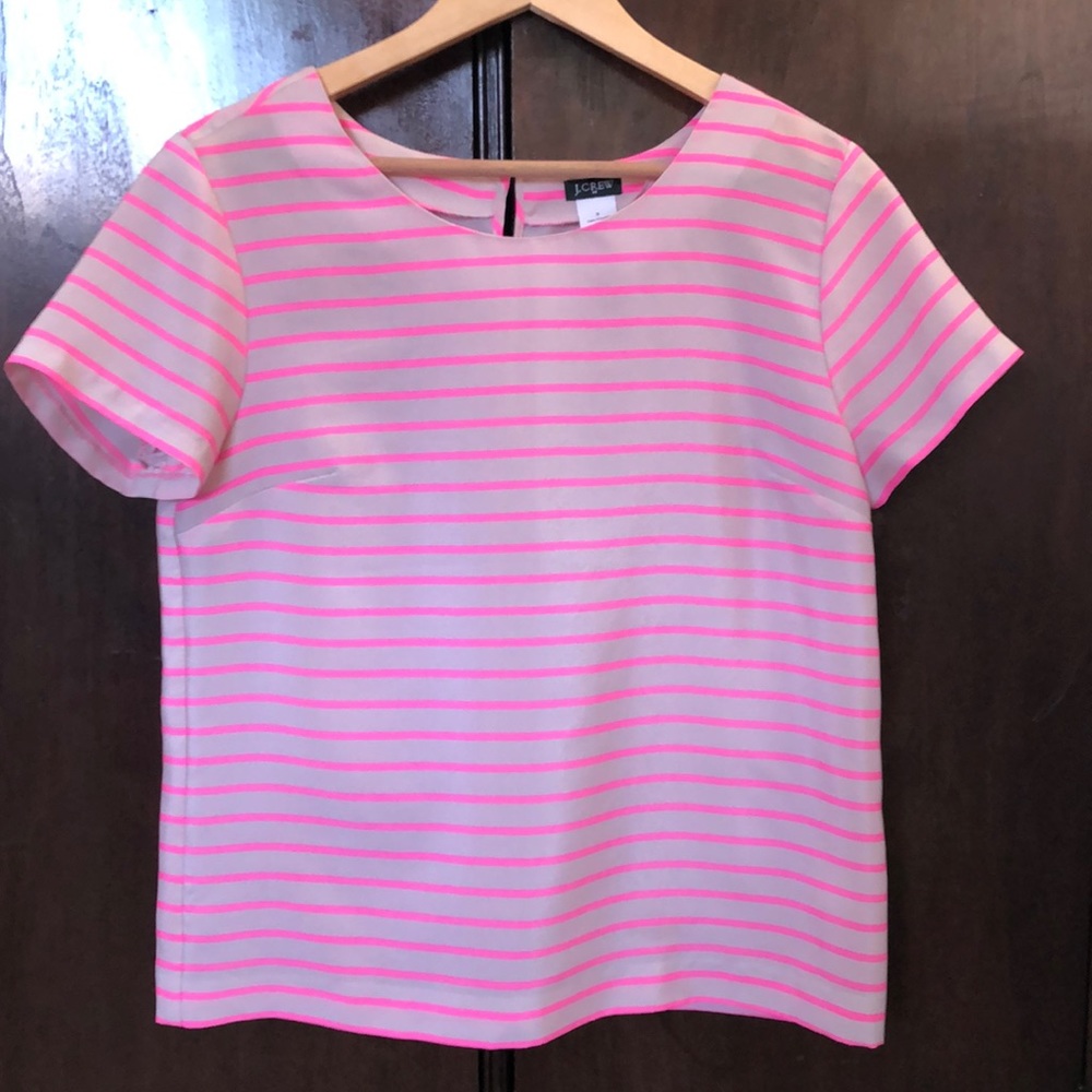 J.Crew Pink & Tan Striped Shirt - Size S